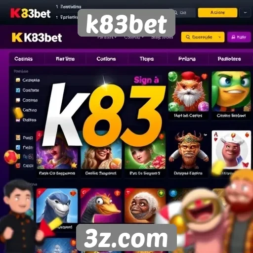 Interface do usuário do k83bet em foco